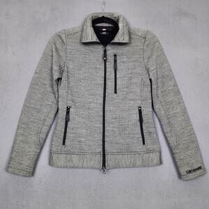 Cintamani Jacket Womens XS Gray Herringbone Fleece Full Zip Lined Pockets